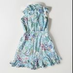 Saloni Tilly Blue Print Floral Silk Shirt Dress Sorrel Teal Bloom Womens Size 4 Photo 4