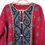 Carole Little Knitwear Double Button Wool Mix Cardigan Size Medium Red Photo 1