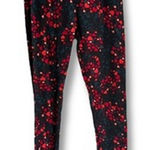 LuLaRoe Womens Leggings OS Black Blue Red Hearts Print Valentines Photo 0