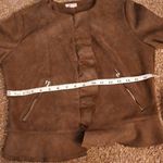 Westport olive green hidden zip ruffle coat size medium Photo 13