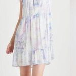 NWT DEX Pastel Mauve Blue Watercolor Sleeveless Ruffle Dress Pink Photo 0