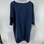 Eileen Fisher Organic Cotton Tunic Dress Denim Chambray Shift Boat Neck Blue M Photo 3