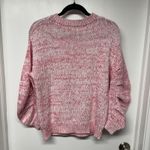 Elie Tahari  Womens Puff Sleeve Pink Red White Knit Heavy Pullover Sweater Small Photo 1