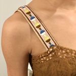 Catherine Malandrino Brown Silk Embroidered Trim Macrame Pleats Sundress Small 4 Photo 3