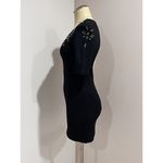 H&M Women’s Black Jeweled Neck Short Sleeve Open Back Mini Dress Size 6 Photo 3