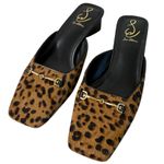Sam Edelman  Leopard Print Calf Hair Mules Square Toe Horsebit Buckle Heels 8.5 Photo 0