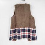 Hem & Thread  Faux Fur Plaid Open Front Boho Western Vest Photo 4