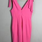 Julia Jordan V-Neck Tie Sheath Knee Length Dress Womens 12 Pink Bows Formal Chic Photo 5