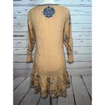 NWT Urban Mangoz Dress Medium Bohemian Boho‎ Hippie Beige Embroidered Sheer Tan Photo 2