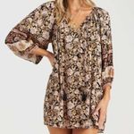 Billabong  Boho Gypset Floral Tassel V-neck Mini Dress Photo 2