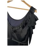 Vera Wang Lavender Label  Beaded Cocktail Ruffle Sleeveless Satin Dress Black 6 Photo 7