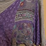 Soft Surroundings Boho Maxi Skirt Purple Floral Striped Crinkle Skirt Size M Photo 5