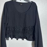 Miss Avenue  Women Embroidered long Sleeve Black Crop Top size Small Photo 1