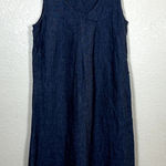 Garnet Hill Garnett Hill 100% Linen Denim Blue Midi Dress Size 2 Photo 0