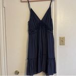 SheIn NWOT  Navy Crochet Lace Insert Waist Ruffle Hem Cami Dress Photo 5