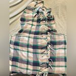 Entro  Women’s Blue,Green,Cream& White Sleeveless Fringed Plaid Cardigan Vest S L Photo 9