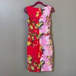 David Meister colorblock orchid floral belted sleeveless sheath dress sz 2 Photo 6