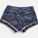 J Brand double ruffle distressed hem micro mini jean denim shorts 26 Photo 2