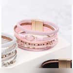 Pink Chunky Bead Faux Leather Bracelet Photo 1