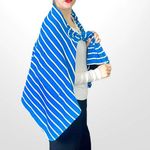 Joan Vass 00s  Vintage Blue White Cotton Striped Collared Cardigan Photo 4