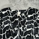 Chico's Shirt Women Medium Black White Animal Print Tie Front Casual Edgy Neutral Photo 3