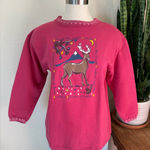 Vintage Deer‎ Nature Graphic Sweatshirt L 90s Outdoors Cozy Cottagecore Pink Size L Photo 0