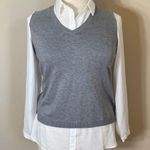 Adrianna Papell 2 in 1 layered vest & collared minimalist Office work shirt Photo 0