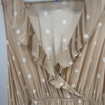 Old Navy Tan Polka Dot Midi Dress maternity ruffle sleeveless XL pockets flowy Photo 5