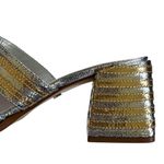 NWOT Arezzo Leather Heidi Heeled Sandals Silver Gold Size 9.5 Photo 3