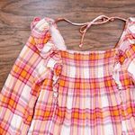 Free People • Siena Plaid Pullover top blouse orange pink smocked peasant Photo 4