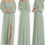 DESSY COLLECTION convertible neck long sleeve chiffon gown dress ✨ Green Size 0 Photo 12