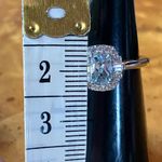 Natural Aquamarine Sterling Silver Halo Ring Size 6 Photo 6