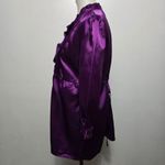 Piper & Blue Y2K Purple Satin Ruffle Tie Neck 3/4 Sleeve Babydoll Top XL Photo 2