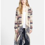 Lucky Brand Womens Fairfax Striped Sweater Fringe Duster Cardigan - Sz XS Photo 1