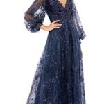Mac Duggal  Embellished Plunge Neck Puff Sleeve A-Line Gown-‎ NwT Photo 0