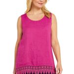 Terzo Millennio Large Linen Tank Top Made In Italy Hot Pink Lace Crochet 1564 Photo 0