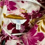 Time & Tru  Floral Pink Button Down Business Casual Blouse Photo 2