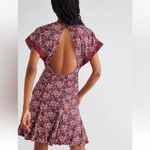Free People  NWT Sweet Talker Floral Mini Dress S Wine Maroon Open Back Romantic Photo 4