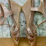 Bella Marie Elegant Sz8.5 Rose Gold Strappy Wedge Sandals Photo 3