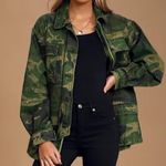 Free People Seize The Day Green Camo Military Jacket Size Large Photo 0