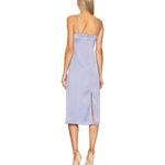 We Wore What New Satin Charmeuse Cowl Neck Slate Blue Midi Dress Spaghetti Strap 0 Photo 1