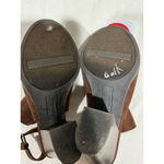 American Eagle Woman’s Brown Faux Suede Open Toe Strap Block Heel Shoe 7.5 Photo 5