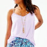 Lilly Pulitzer  dusk lavendar purple ruffle detail tank top adjustable straps Photo 0