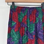 Vintage Floral Print Midi Skirt Pleated A Line Purple Red Green Size‎ M 90s Size M Photo 6