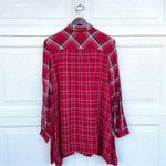 J.Jill Womens Shirt Tunic Red Plaid Double Button Up Long Sleeve Large Photo 2