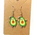 Avocado  Gold Tone Dangle Pierced Earrings New Photo 0
