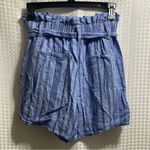 A New Day  Women Pleated Striped Short Size Small Blue Linen And Rayon Photo 2