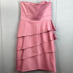 JS Collections Pink Satin Sleeveless Tiered Pleated Pencil Cocktail Prom Dress 4 Photo 4