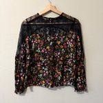 ZARA  Floral Lace Top Mixed‎ Long Sleeve Size M Multicolor Photo 1