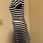 Lucy Paris Viscose Soft Striped Knitwear Crop Top & Flare Skirt Set Navy White S Photo 6